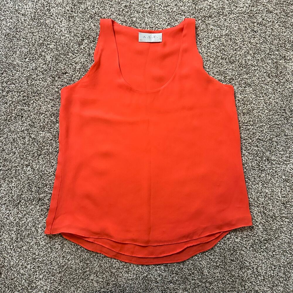 A.L.C. coral orange silk sleeveless top - Picture 5 of 11